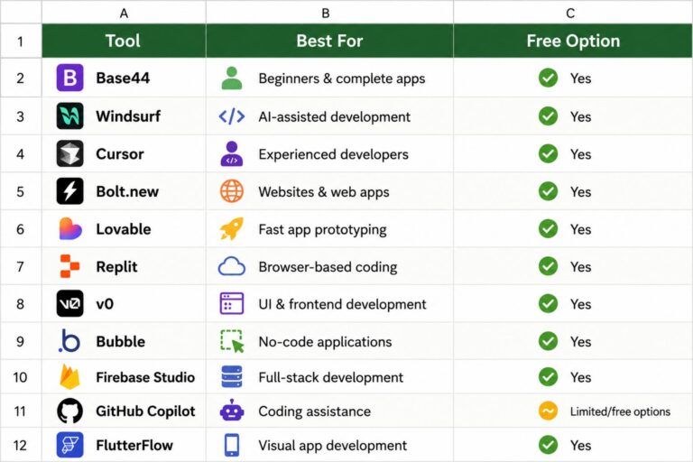 Best 10+ Free Vibe Coding Tools | Build Apps for Free in 2026